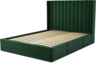 An Image of Custom MADE Cory King size Bed with Drawers, Bottle Green Velvet