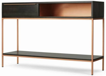 An Image of Anderson Console Table, Mocha Mango Wood & Copper