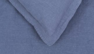 An Image of Heal's Washed Linen Blue Double Duvet Cover