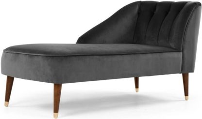 An Image of Margot Left Hand Facing Chaise Longue, Pewter Grey Velvet