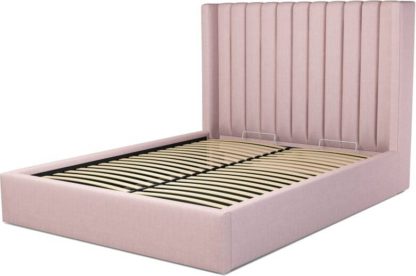An Image of Custom MADE Cory King size Bed with Ottoman, Tea Rose Pink Cotton