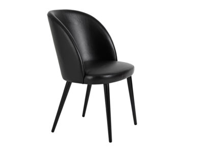 An Image of Heal's Austen Dining Chair Grey Leather Black Leg
