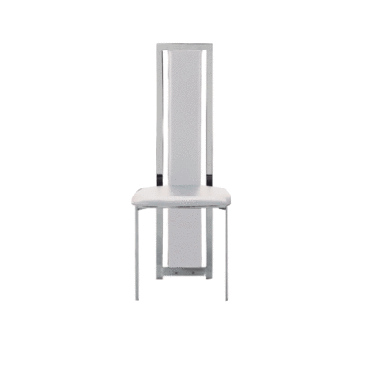 An Image of Nicole Dining Chair In White With Chrome Legs