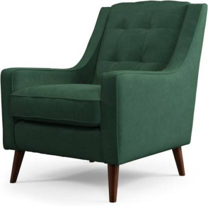 An Image of Content by Terence Conran Tobias, Armchair, Plush Hunter Green Velvet, Dark Wood Leg