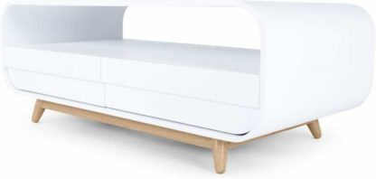 ecad300a8a72e1e4b50058f5d4a00b193f2b493d5e528e55546cf09891fd83c7.jpg An Image of Esme Coffee Table With Two Drawers, White and Ash
