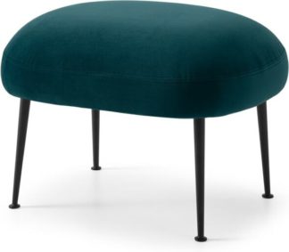 An Image of Bonnie Footstool, Steel Blue Velvet