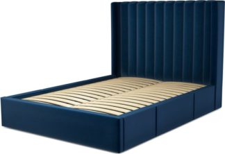 An Image of Custom MADE Cory Double size Bed with Drawers, Regal Blue Velvet