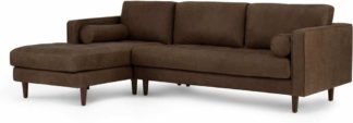 An Image of Scott 4 Seater Left Hand Facing Chaise End Corner Sofa, Charm Mocha Premium Leather