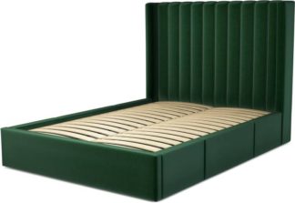 An Image of Custom MADE Cory Double size Bed with Drawers, Bottle Green Velvet