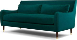 An Image of Content by Terence Conran Oksana 3 Seater Sofa, Plush Mallard Velvet with Dark Wood Brass Leg