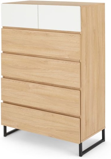 An Image of Hopkins Tall Multi Chest Of Drawers, Oak Effect & White