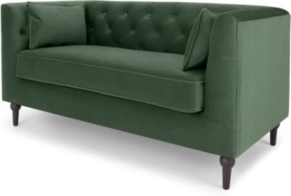 An Image of Flynn 2 Seater Sofa, Elm Green Velvet