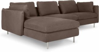 An Image of Vento 3 Seater Left Hand Facing Chaise End Sofa, Texas Charcoal Grey Leather