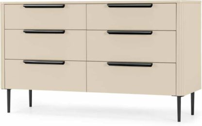 An Image of Ebro Wide Chest of Drawers, Ivory White & Black