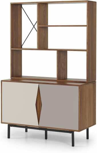 fd6a41b26579b787a6164b02996587b90b79e8640995e4649b8cfd486ab0ef06.jpg An Image of Louis Highboard, Walnut & Warm Neutrals