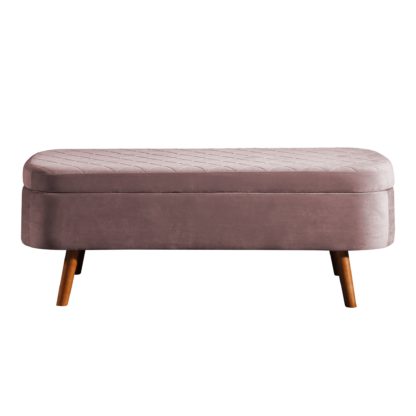 An Image of Indie Velvet Storage Ottoman Rose