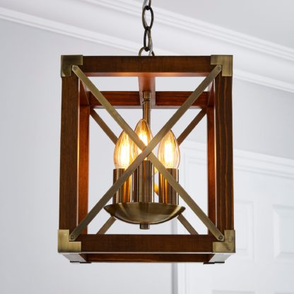 An Image of Trio 3 Light Pendant Natural Ceiling Fitting Brown