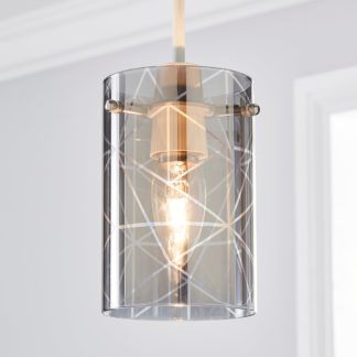 An Image of Grayson Smoked Glass Easy Fit Pendant Grey