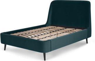 An Image of Hayllar King Size Bed, Steel Blue Velvet