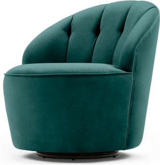 An Image of Margot Swivel Accent Armchair, Peacock Blue Velvet