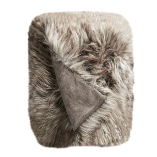 An Image of Bear Faux Fur 130cm x 180cm Throw Beige