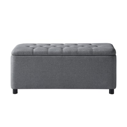 An Image of Florence Grey Linen Storage Ottoman Charcoal