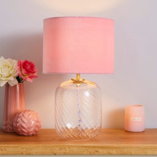 An Image of Elodie Ribbed Glass Clear Table Lamp Clear