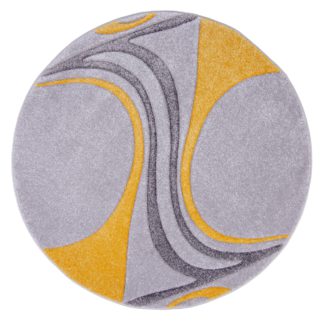An Image of Mirage Circle Rug Grey and Yellow
