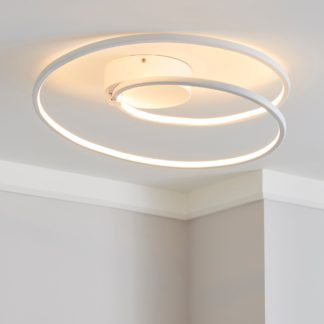 An Image of Menton Integrated LED Swirl White Semi-Flush Ceiling Fitting White