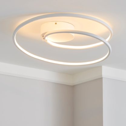 An Image of Menton Integrated LED Swirl White Semi-Flush Ceiling Fitting White