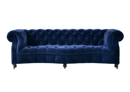 An Image of Timothy Oulton Serpentine 3 Seater Sofa Revival Velvet Navy