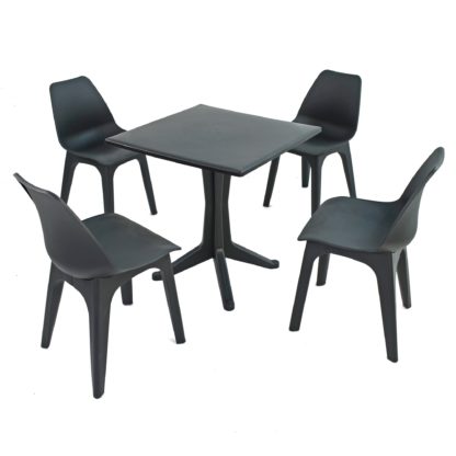An Image of Ponente 4 Seater Anthracite Dining Set with Eolo Chairs Grey