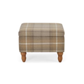 An Image of Oswald Check Storage Footstool - Natural Natural