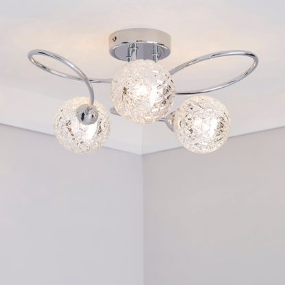 An Image of Vigo 3 Light Glass Semi-Flush Ceiling Fitting Chrome