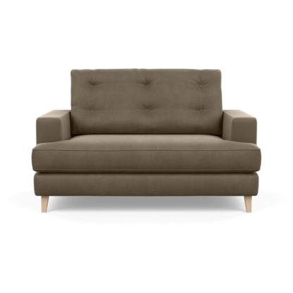 An Image of Heal's Mistral Loveseat Velvet Mink Natural Feet