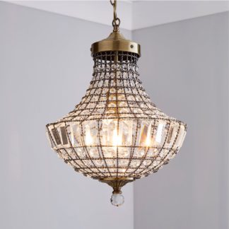 An Image of Knightsbridge Crystal Antique Brass Chandelier Antique Brass