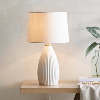 An Image of Dorma Purity Dual Lit Ribbed Porcelain Table Lamp Porcelain