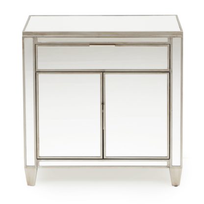 An Image of Fitzgerald Mirrored Small Sideboard Silver