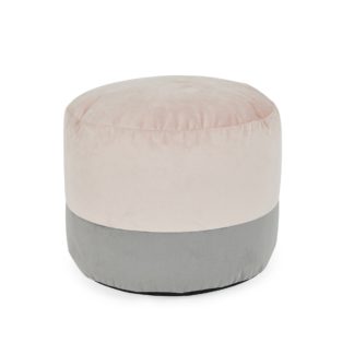 An Image of Isla Multicoloured Footstool - Blush and Light Grey Grey and Pink