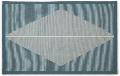 An Image of Camden Diamond Wool Rug, Large 160 x 230cm, Teal and White