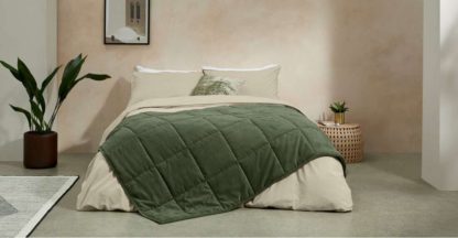 An Image of Selky Bedspread, 125 x 225cm, Sage Green