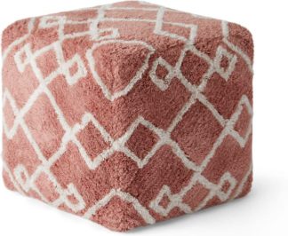 An Image of Fes 100% Wool Tufted Pouffe, Rose Pink