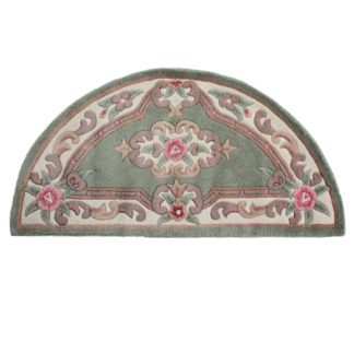 An Image of Lotus Premium Aubusson Half Circle Rug Green