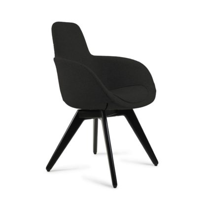 An Image of Tom Dixon Scoop High Chair Grey Fabric Black Legs