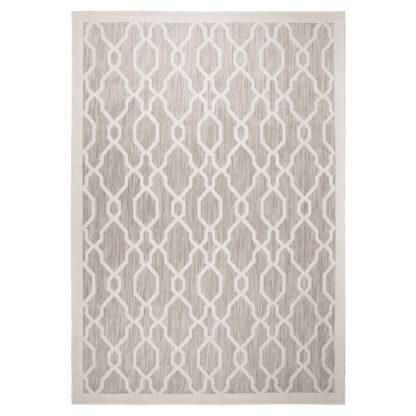 An Image of Indoor Outdoor Mendoza Natural Geometric Rug Brown and White
