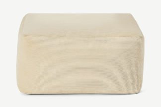 An Image of Loa Square Floor Pouffe, Natural Stone Cord Velvet