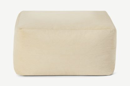 An Image of Loa Square Floor Pouffe, Natural Stone Cord Velvet