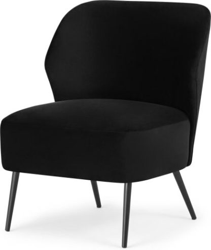 An Image of Topeka Accent Armchair, Deep Black Velvet