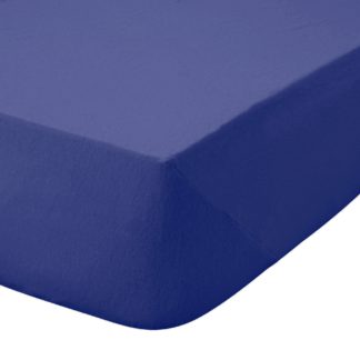 An Image of Kids Non Iron Plain Dye Navy 25cm Fitted Sheet Navy