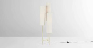 An Image of Lance 3 Light Floor Lamp, White and Brass